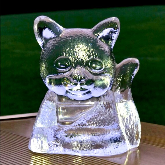 Vintage Clear Crystal Glass Figural Cat Candlestick Holder Partylite - Picture 1 of 10